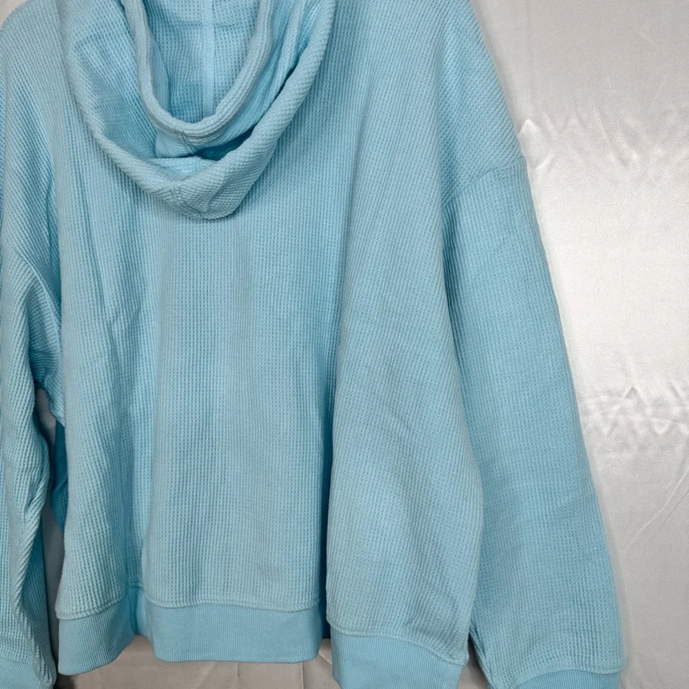 Auden Light Blue Waffle Knit Hoodie & Shorts Set Plus 4X NWT - Picture 9 of 11